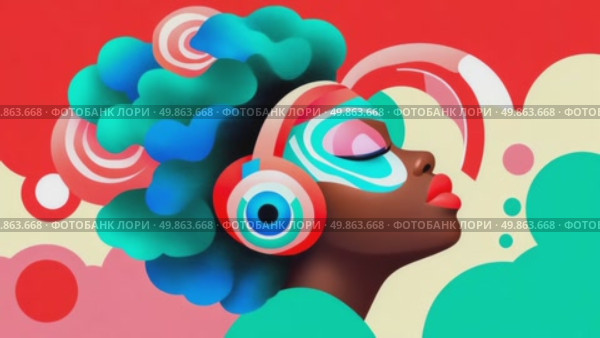 Abstract Portrait with Headphones and Clouds. Стоковое AI-видео, аниматор Данила Большаков / Фотобанк Лори