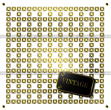 Abstract retro background with stud and retro label. Design template, card can be used banners, invitation, congratulation or website. Silver, gold metal stud. Стоковая иллюстрация, агентство Ingram Publishing / Фотобанк Лори