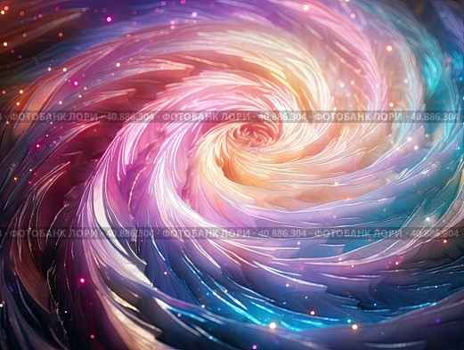 Abstract spiral in rainbow colors in space. Стоковое AI-изображение, AI-художник Ярославский Максим / Фотобанк Лори