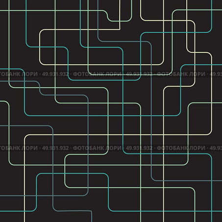 Abstract striped technology digital curve lines green, blue, yellow color overlay on dark background. vector illustration. Стоковая иллюстрация, агентство Ingram Publishing / Фотобанк Лори