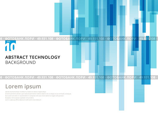 Abstract technology vertical overlapped geometric squares shape blue colour on white background with copy space. Vector graphic illustration. Стоковая иллюстрация, агентство Ingram Publishing / Фотобанк Лори