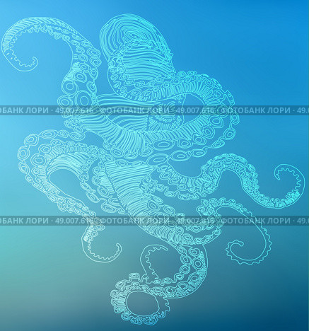 Abstract  thin line design element octopus, symbol, sign for tattoo. Стоковая иллюстрация, агентство Ingram Publishing / Фотобанк Лори