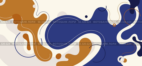 Abstract trendy organic shape composition amorphous forms and lines with circles elements on white background. Vector illustration. Стоковая иллюстрация, агентство Ingram Publishing / Фотобанк Лори