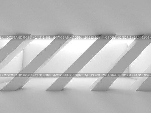 Abstract white empty room with diagonal columns. Стоковая иллюстрация, иллюстратор EugeneSergeev / Фотобанк Лори