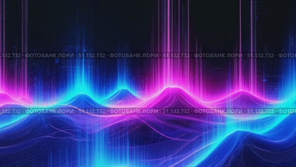 Абстрактный аудиоволновой узор в ярких синих и розовых тонах / Abstract audio wave pattern in vibrant blue and pink colors. Стоковое AI-видео, аниматор DeFusum / Фотобанк Лори
