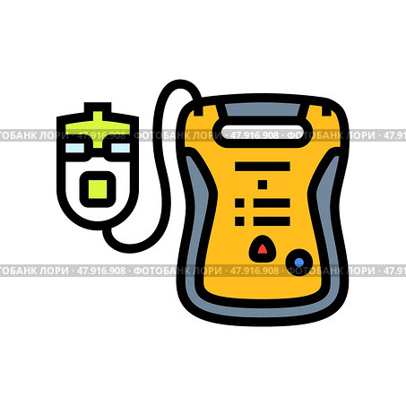 aed automated external defibrillator color icon vector illustration. Стоковая иллюстрация, иллюстратор Vectorwin / Фотобанк Лори