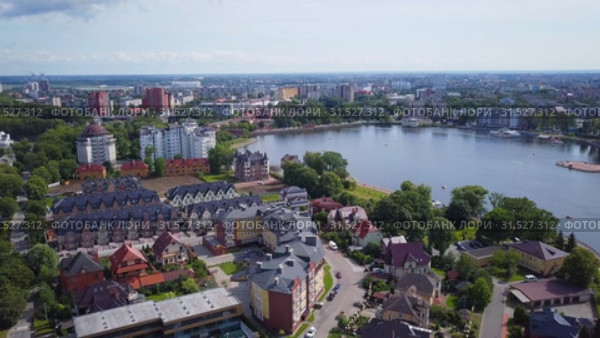 Aerial landscape of Kaliningrad city, Russia. Стоковое видео, видеограф Антон Гвоздиков / Фотобанк Лори