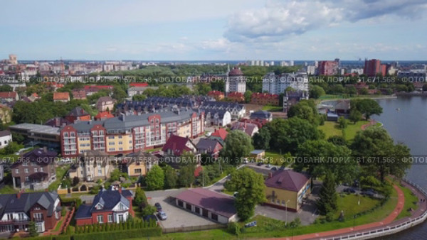 Aerial landscape of Kaliningrad city, Russia. Стоковое видео, видеограф Антон Гвоздиков / Фотобанк Лори