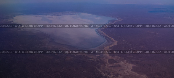 Aerial Panorama view to saline Barsa Kelmes lake and Ustyurt plateau at Karakalpakstan, Uzbekistan (2017 год). Стоковое фото, фотограф Сергей Майоров / Фотобанк Лори