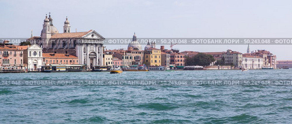Aerial view at San Giorgio Maggiore island, Venice, Italy. Panorama of old Venice, Italy.. Venice canal scene in Italy. Стоковое фото, агентство Ingram Publishing / Фотобанк Лори