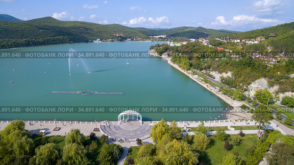 Aerial view on Abrau Durso township and lake, Caucasus, Russia. Стоковое фото, фотограф Арестов Андрей Павлович / Фотобанк Лори