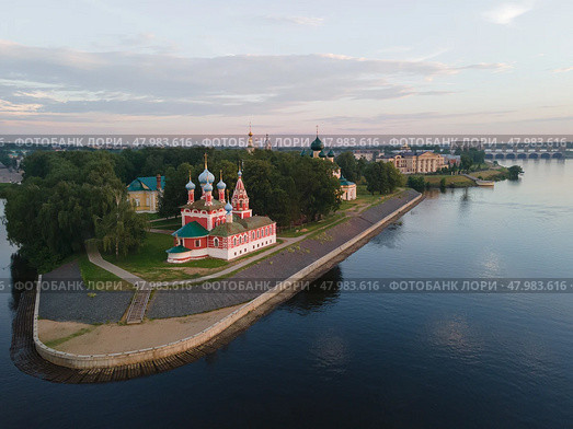 Aerial view on the church of Tsarevitch Dmitry, Uglich Kremlin, Russia (2021 год). Стоковое фото, фотограф Василий Хомчин / Фотобанк Лори