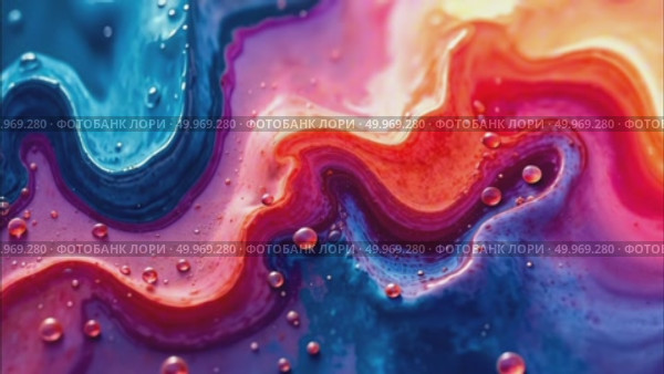 AI Generative Abstract acrylic paint Colored Wavy Background, Futuristic Animation stains. Стоковое AI-видео, аниматор Spirit River / Фотобанк Лори