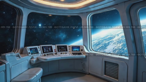 AI Generative Interior Galactic Spacescape, Dark Nebula, view from window of spaceship. Стоковое AI-видео, аниматор Spirit River / Фотобанк Лори
