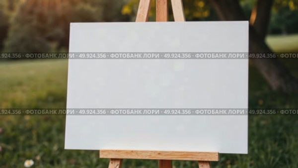 AI Generative Rectangular White Advertising Sign Poster Billboard in forest Mockup. Стоковое AI-видео, аниматор Spirit River / Фотобанк Лори
