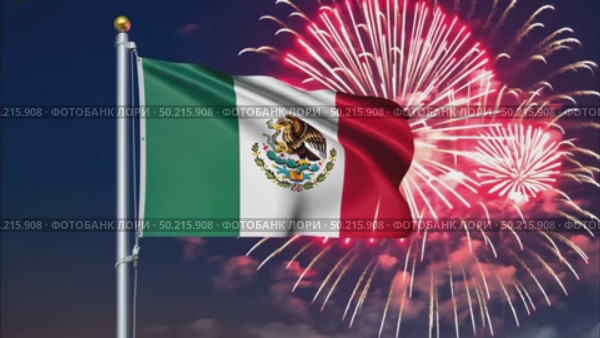 AI Generative The national flag of the independence of the state of Mexico, background of fireworks. Стоковое AI-видео, аниматор Spirit River / Фотобанк Лори