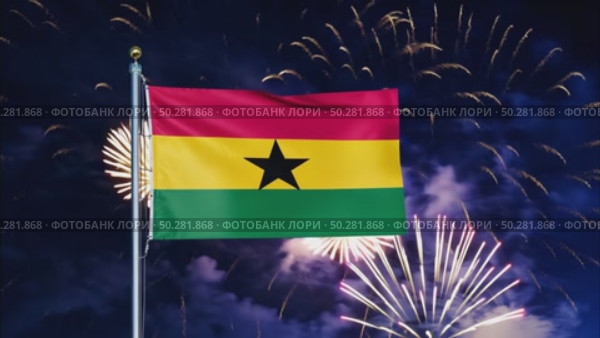 AI Generative The national flag of the independence of the state of Ghana, background of fireworks. Стоковое AI-видео, аниматор Spirit River / Фотобанк Лори