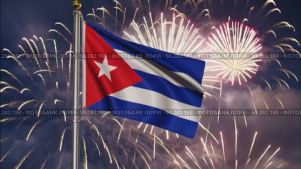 AI Generative The national flag of the independence of the state of Cuba, background of fireworks. Стоковое AI-видео, аниматор Spirit River / Фотобанк Лори