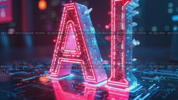 AI Technology Animation Showcases Neon Pink and Purple Visuals Highlighting Advancements in Artificial Intelligence and Digital Science. Стоковое AI-видео, аниматор Sergey Grishin / Фотобанк Лори
