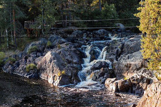 Akhinkoski Waterfalls or Ruskeala Waterfalls on the Tohmajoki River. Russia, Republic of Karelia. Стоковое фото, фотограф Photojuli / Фотобанк Лори