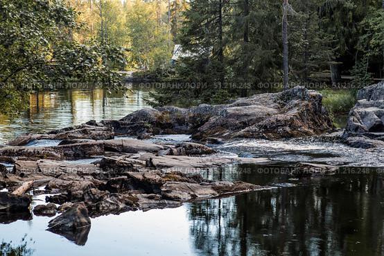 Akhinkoski Waterfalls or Ruskeala Waterfalls on the Tohmajoki River. Russia, Republic of Karelia. Стоковое фото, фотограф Photojuli / Фотобанк Лори