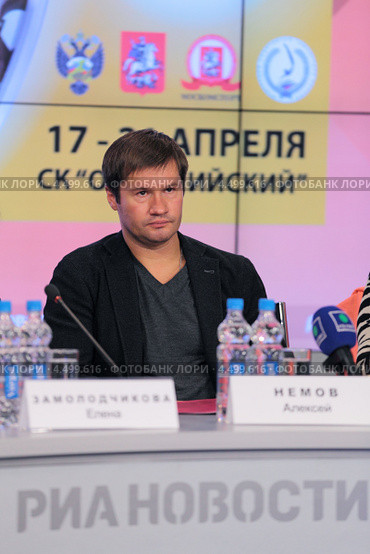 Алексей Немов - 4-кратный олимпийский чемпион на пресс-конференции посвященной чемпионату Европы по спортивной гимнастике 2013 года. Москва, агентство РИА Новости. Редакционное фото, фотограф Игорь Долгов / Фотобанк Лори