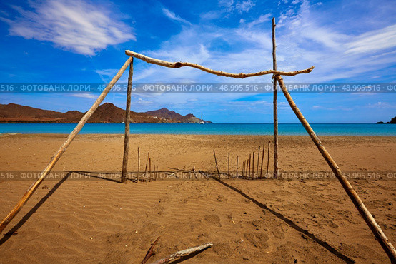 Almeria Playa de los Genoveses beach in Cabo de Gata Spain. Стоковое фото, агентство Ingram Publishing / Фотобанк Лори