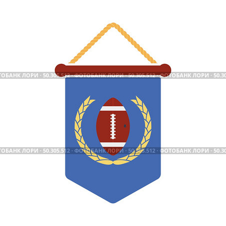 American Football Pennant Icon. Flat Color Design. Vector Illustration. Стоковая иллюстрация, агентство Ingram Publishing / Фотобанк Лори