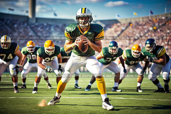 American football. Rugby. The concept of sports games and competitions. The Summer Olympic Games. Стоковое AI-изображение, AI-художник Photojuli / Фотобанк Лори