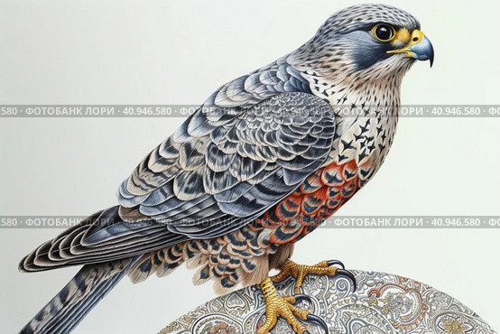 Amur Falcon on a light background,, watercolor style, Generative AI. Стоковое AI-изображение, AI-художник Анна Кривицкая / Фотобанк Лори