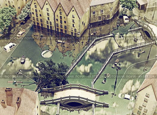 An flooding town. 3d concept. Стоковое фото, агентство Ingram Publishing / Фотобанк Лори