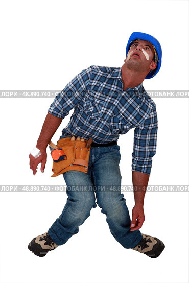 An injured tradesman. Стоковое фото, агентство Ingram Publishing / Фотобанк Лори