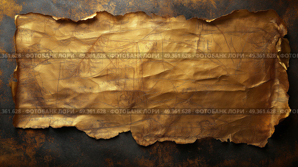 Ancient parchment with intricate designs laid on textured background. Старинный пергамент с замысловатыми узорами на текстурном фоне. Стоковое AI-изображение, AI-художник Katsiaryna Repich / Фотобанк Лори