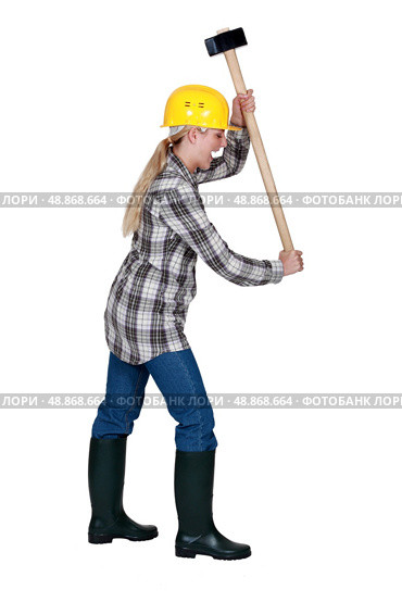 Angry tradeswoman. Стоковое фото, агентство Ingram Publishing / Фотобанк Лори