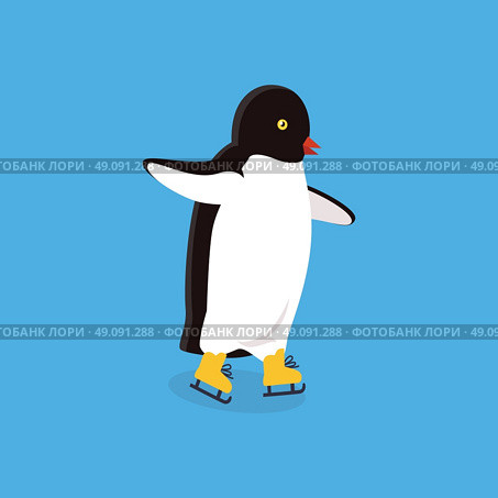 Animal penguin design flat. Bird penguin vector, cartoon polar animal winter isolated, wild penguin character illustration. Стоковая иллюстрация, агентство Ingram Publishing / Фотобанк Лори