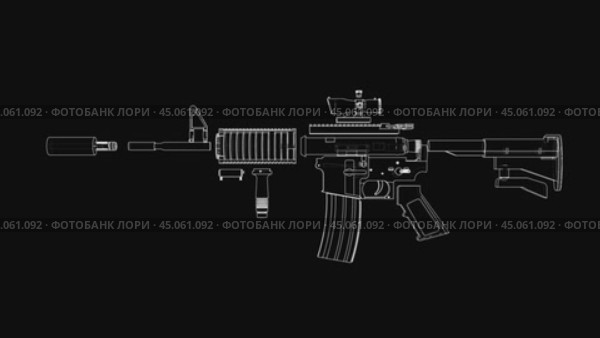 Animation of disassembling a military assault rifle. Стоковая анимация, аниматор Кирилл Черезов / Фотобанк Лори