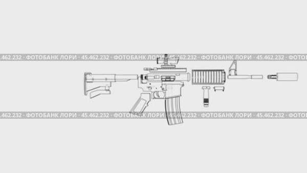 Animation of disassembling a military assault rifle. Стоковая анимация, аниматор Кирилл Черезов / Фотобанк Лори