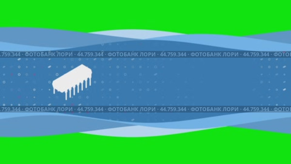 Анимация движения волн синего баннера с белым символом интегральной схемы слева. На заднем плане изображены маленькие белые фигуры. Бесшовная закольцованная анимация в формате 4k на фоне в цветовой гамме. Стоковое видео, видеограф Карпенко Алексей / Фотобанк Лори