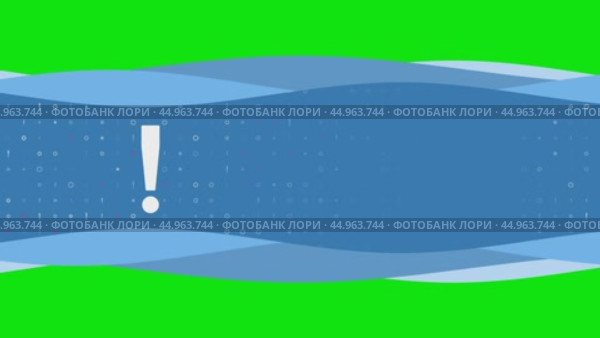 Анимация движения волн синего баннера с белым восклицательным знаком слева. На заднем плане изображены маленькие белые фигуры. Бесшовная закольцованная анимация в формате 4k на фоне в цветовой гамме. Стоковое видео, видеограф Карпенко Алексей / Фотобанк Лори