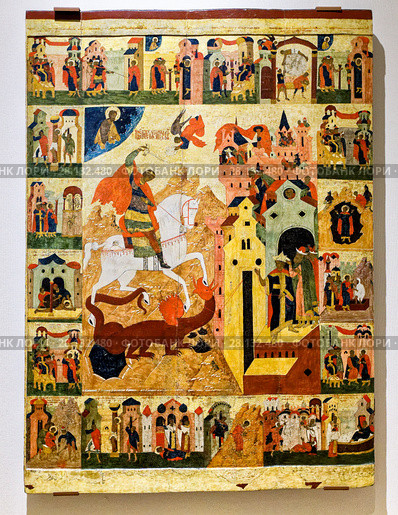 Antique Russian orthodox icon, painted on old wooden board (2017 год). Редакционное фото, фотограф FotograFF / Фотобанк Лори