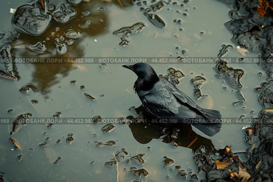 Aquatic Bird in dirty lake water. Generate ai. Стоковое AI-изображение, AI-художник Иван Рябоконь / Фотобанк Лори