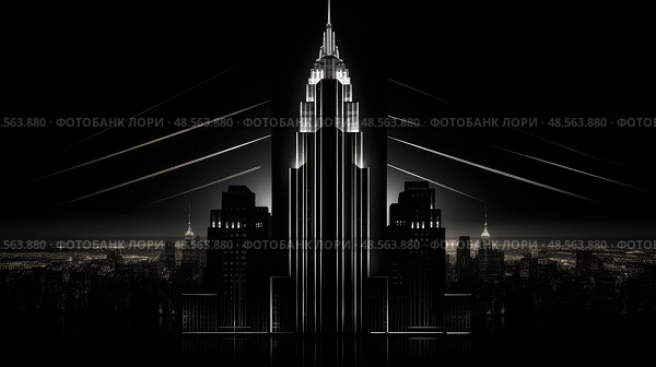 architecture art deco black background ai generated. Стоковое AI-изображение, AI-художник Vectorwin / Фотобанк Лори