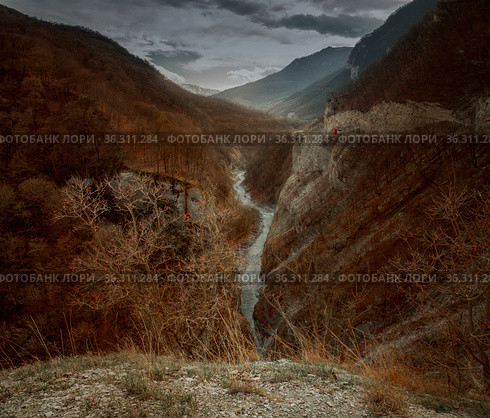 Argun Canyon in Chechnya mountains. Стоковое фото, фотограф Julia Shepeleva / Фотобанк Лори