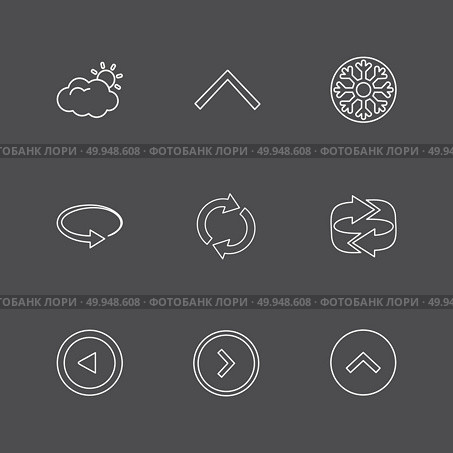 arrows , directions , pointer , arrow , user interface , pointer , up , down , left , right , play ,pause , forword , rewind , icon, vector, design,  flat,  collection, style, creative,  icons. Стоковая иллюстрация, агентство Ingram Publishing / Фотобанк Лори