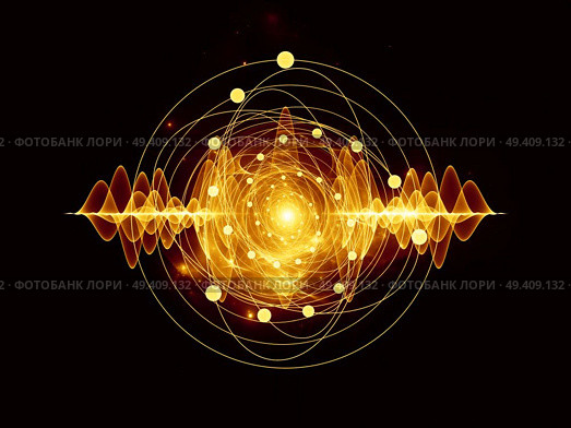 Atomic series. Abstract concept of atom and quantum waves illustrated with fractal elements. Стоковое фото, агентство Ingram Publishing / Фотобанк Лори