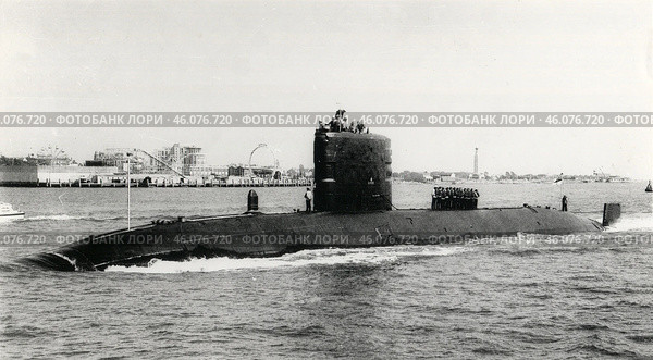 Атомная подводная лодка "Сью Перб"  HMS Superb, Великобритания, 1970-е гг. Стоковое фото, фотограф Retro / Фотобанк Лори