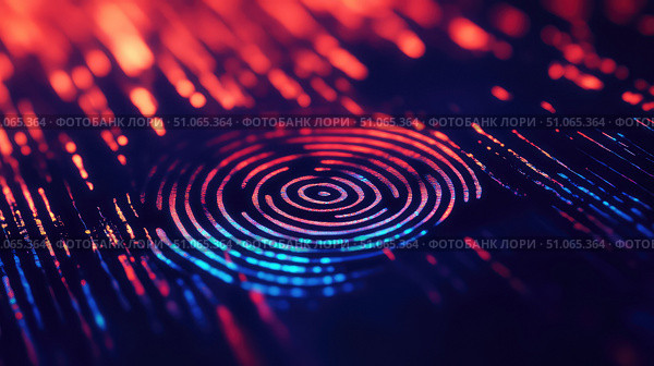 authentication animating digital fingerprint ai generated. Стоковое AI-изображение, AI-художник Vectorwin / Фотобанк Лори