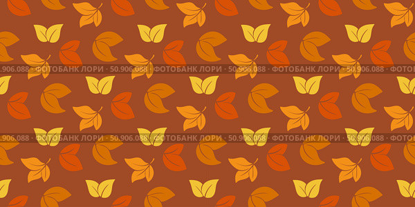 Autumn seamless harmonious pattern with colorful foliage. Стоковая иллюстрация, иллюстратор Klimiankova Tatsiana / Фотобанк Лори