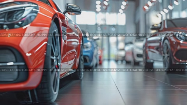 Автосалон с великолепным видом на выставленные на продажу автомобили. Автодилер с большим количеством автомобилей в помещении. Стоковое AI-видео, аниматор Терехова Марина / Фотобанк Лори