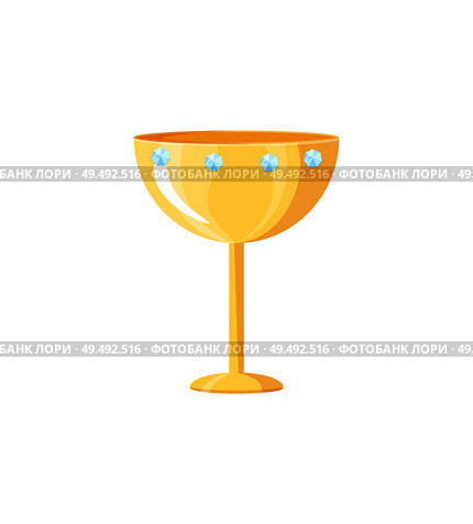 Award in cup form with precious expensive stones icon closeup. Reward for victory, golden prize. Trophy shiny element isolated on vector illustration. Award in Cup Form with Stones Vector Illustration. Стоковая иллюстрация, агентство Ingram Publishing / Фотобанк Лори